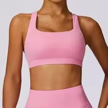 Women's Cross-Strap Sports Bra | Push-Up Yoga & Gym Workout Crop Top