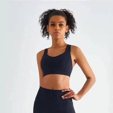 Women's Padded Sports Bra | Wirefree Cross-Strap Push-Up Running & Yoga Workout Top