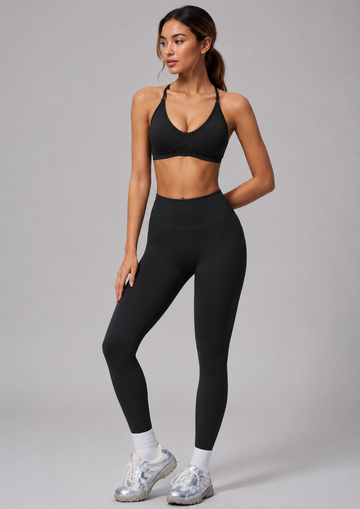 Women’s Seamless Yoga Set | Convertible Sports Bra & High Waist Leggings Workout Outfit