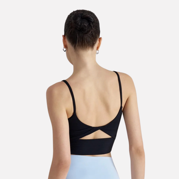 Women's U-Neck Yoga Tank Top | Removable Nude-Feel Sports Bra with Twisted Back