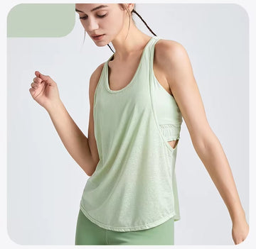 Women’s Floral Mesh Yoga Vest | Lightweight Sleeveless Gym & Fitness Tank Top