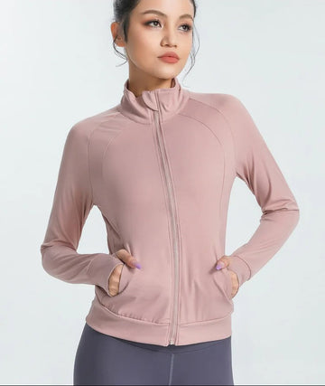 Women's Slim-Fit Lightweight Sports Jacket | Full-Zip Yoga & Running Workout Top