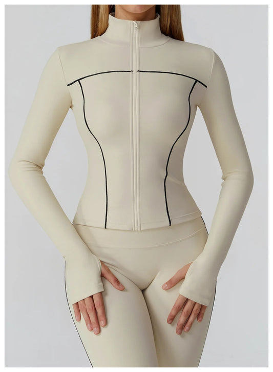Women's Zip-Up Sports Jacket | Long-Sleeve Quick-Dry Running & Yoga Top