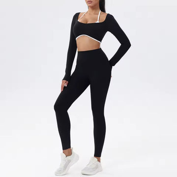 Women’s Long Sleeve Yoga Set | Quick-Dry Sports Shirt & Workout Tracksuit